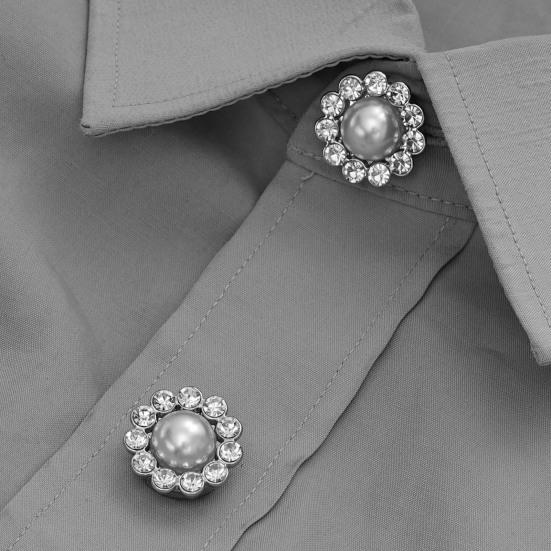 Rhinestone Button Cover Removable Clip-on Button Cover Decorative Flower Button Cover for Shirt Blazer Coat Wedding Accessories