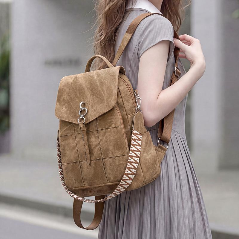 Women's Multifunctional Shoulder Bag PU Large Capacity Travel Backpack
