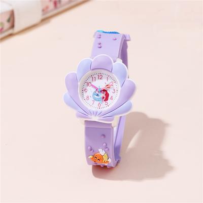 3D Mermaid Patterns Children Watches Silicone Band Shell Shape Dial Watch For Kids And Students