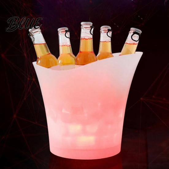 Food-grade Ice Bucket LED Light Up Bucket, Glowing Beer with Color KTV Changing Lights, Battery Powered Champagne Cooler for Bar Party Bottle