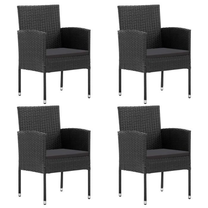 VidaXL Ensemble à manger de jardin 5 pcs noir résine tressée et acier 3203348
