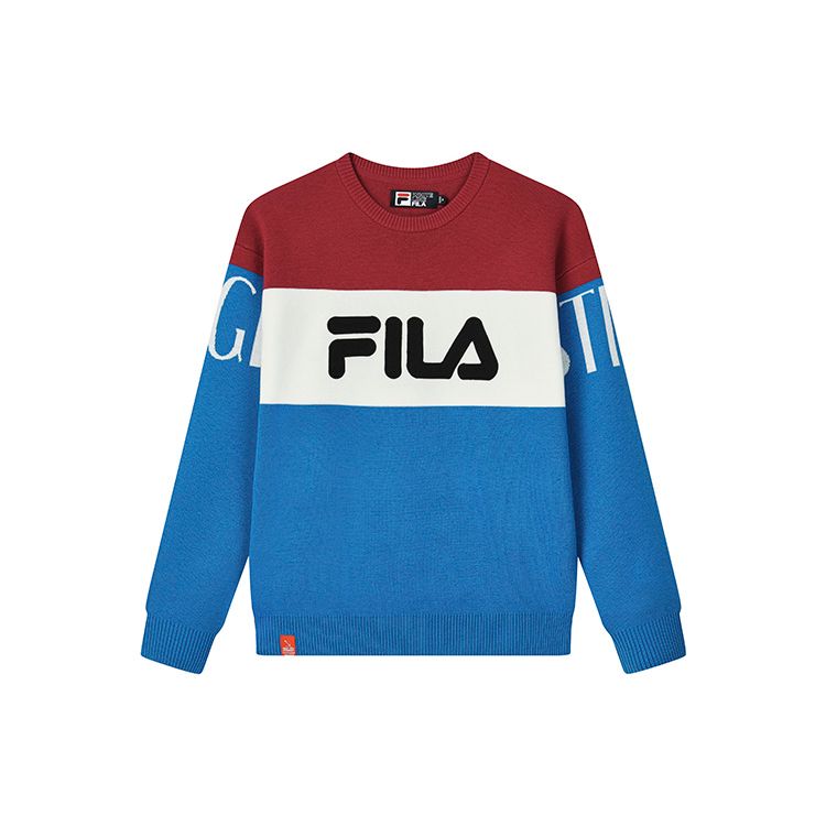 Fila Fw22 Jacquard Logo Knitted Sweater Color Block Women Sweater Pink F11W249401F-PK