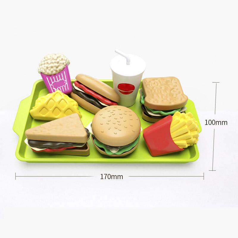 

Non-Toxic 9 Pcs Set Mini Detachable Plastic Snack Hamburger Pretend Toys Kids Kitchen Play House Food Educational Toys For Children