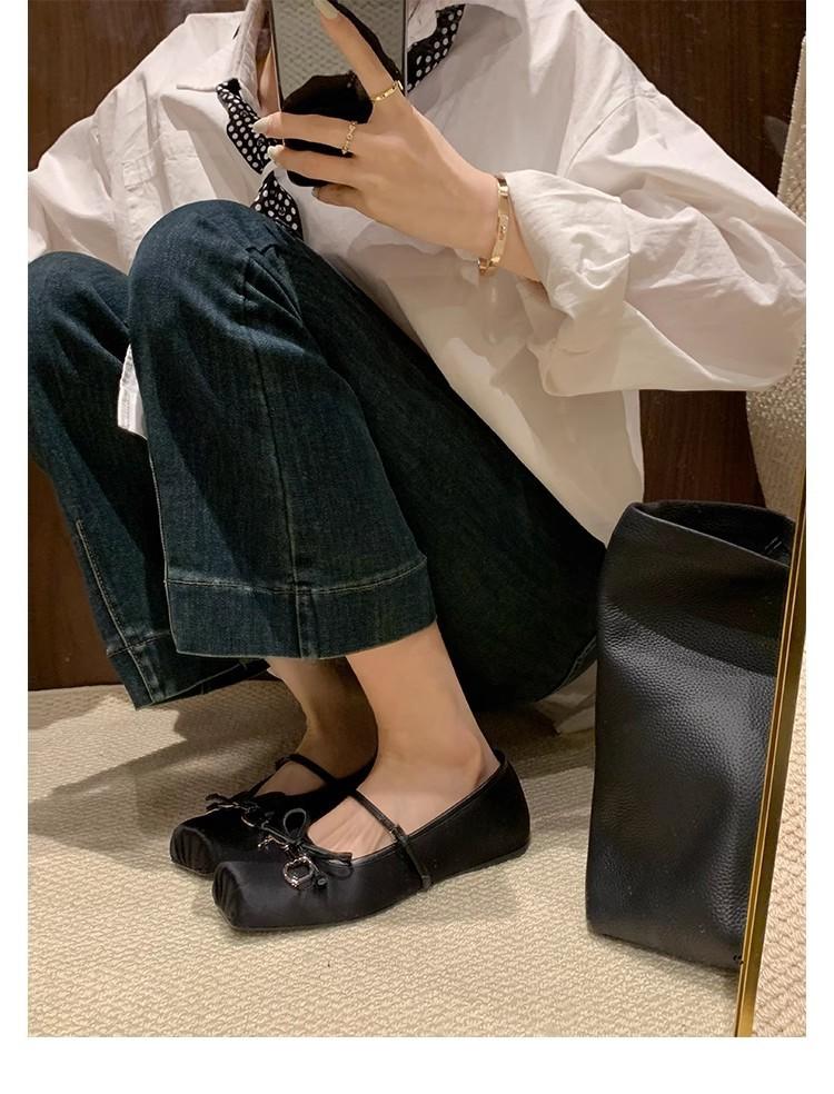 

Spot second hair~ Grape mother same French girl bow with versatile pig nose Mary Jane single shoes 40