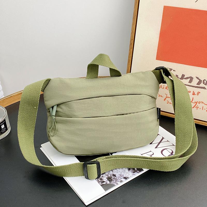 

satchel women s shoulder bag nylon cloth versatile breast bag handbag texture waterproof student large-capacity messenger bag зелёный