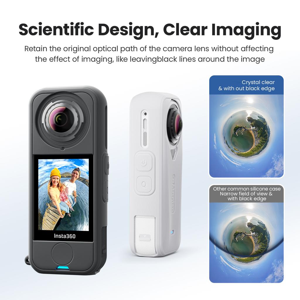 AMAGISN For Insta360 X4 Air Silicone Protective Case Shockproof Camera Body Cover with Lens Cap