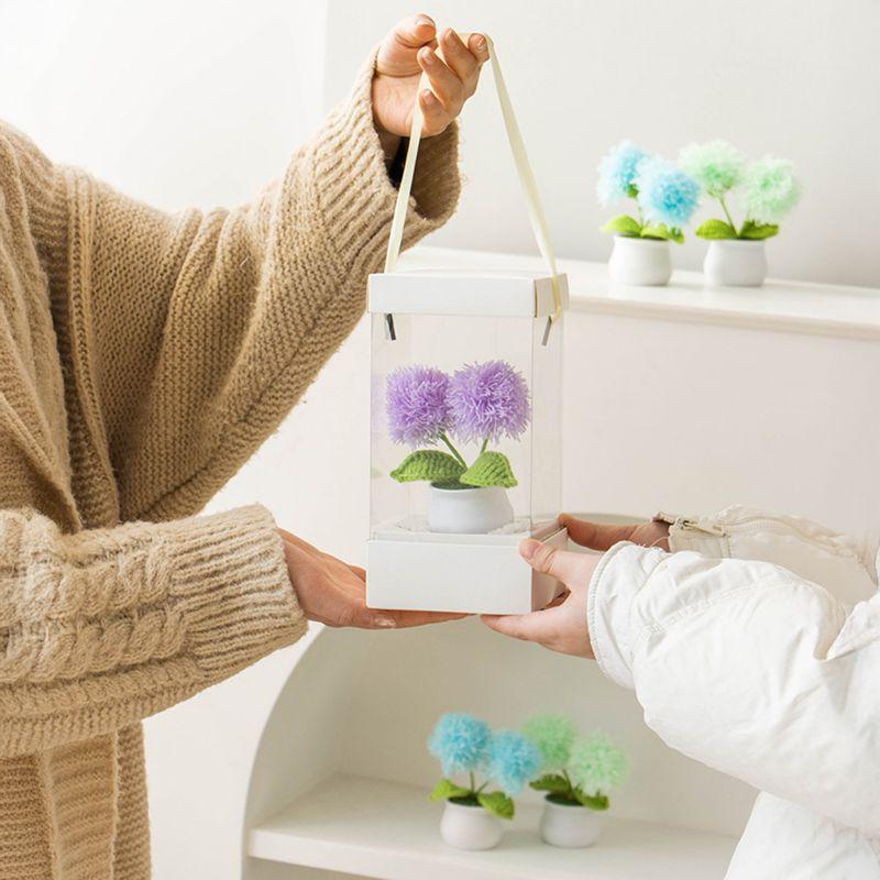 Cute Simulated Flower Potted Plant Crochet Flower Ornament