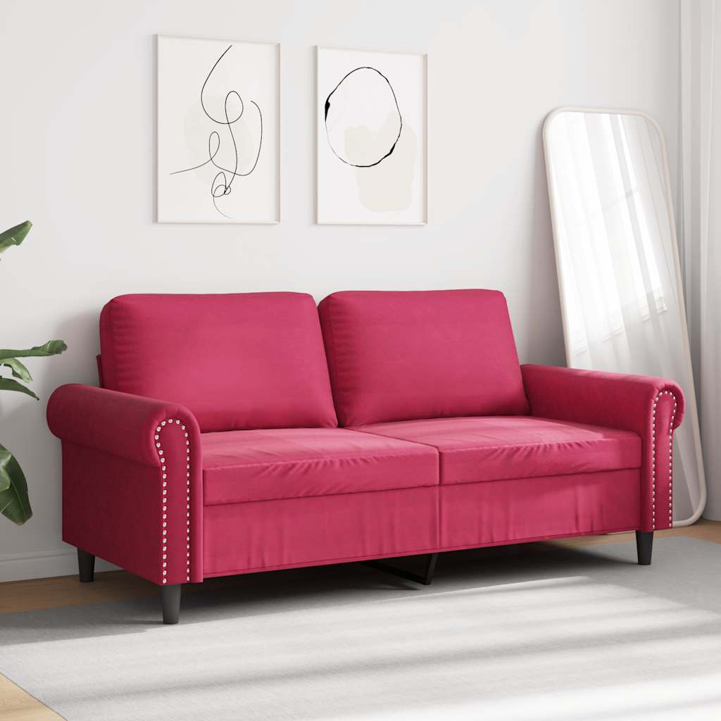 Vidaxl 2-Seater Sofa, Wine Red, 140 Cm, Upholstered In Velvet