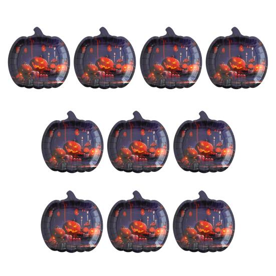 Halloween Pumpkin Paper Plates Black Orange Pumpkin Grimace Plates Disposable Serving Trays for Halloween Party Favors