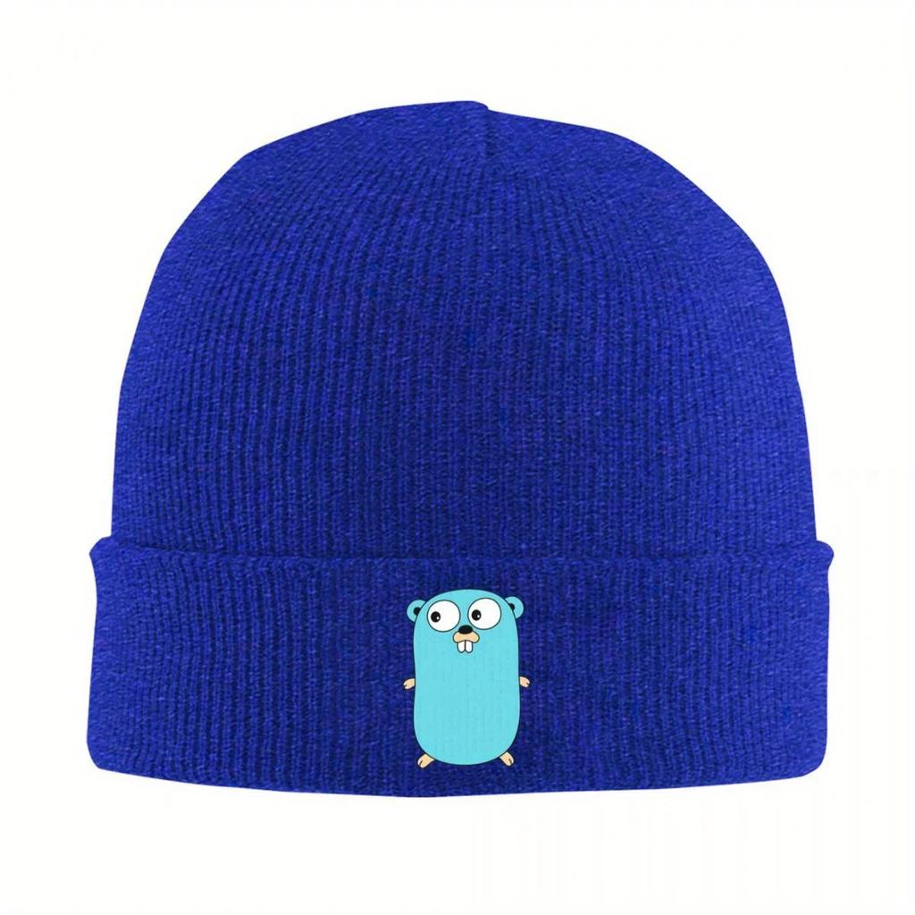 New Go Golang Gopher Warm Knitted Cap Fashion Bonnet Hat Autumn Winter Outdoor Beanies Hats For Unisex Women Adult