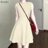 ZANZEA Women Casual Round Neck Summer Sleeveless Dress