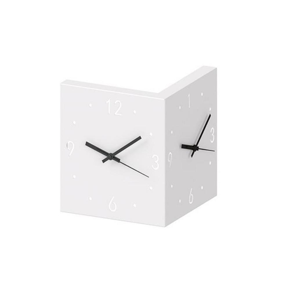 Non Ticking LED Corner Wall Clock Square Shape Metal Frame Double Sided Wall Clock Hollowed Out Inductive Luminous