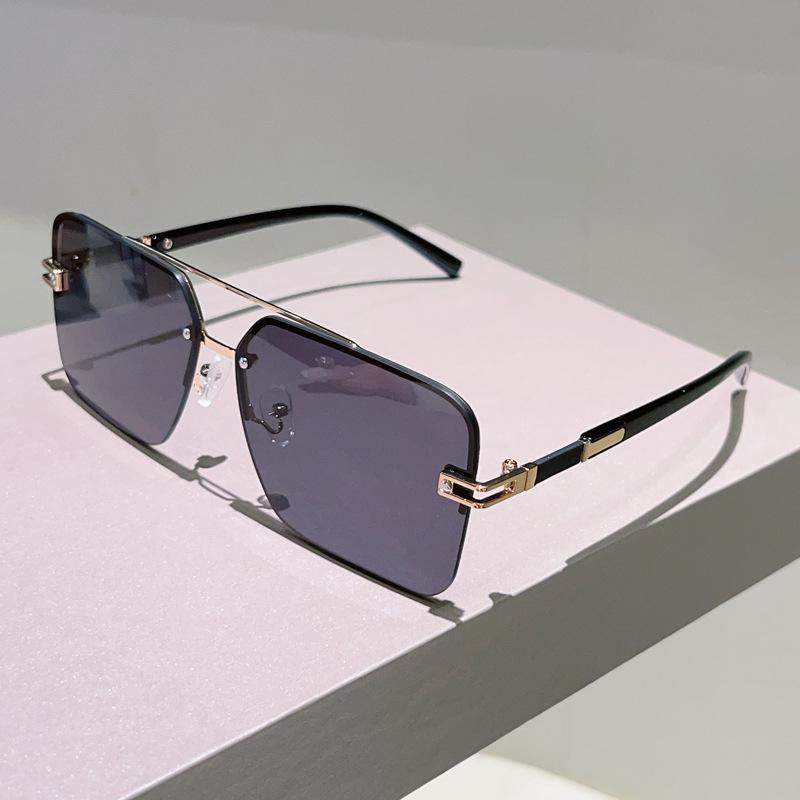 Half Frame Luxury Brand Designer Square Sunglasses Women For Men Female Vintage Punk Metal Outdoor Travel Sun Glasses Uv400