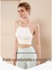 Halter Neck Ruched Yoga Bra with Criss-Cross Back