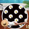 Serviette de plage Marguerites Pompons Ronde Séchage Rapide Extérieur Été Couverture de Mer Tournesol Plante Kawaii Tapis de Plage Tapis de Yoga Pique-nique