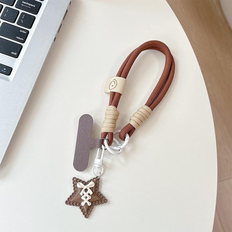 Star Smiley Face Handstrap, Mobile Phone Lanyard, Thickened Anti-Drop, Anti-Loss, Camera Key Chain, Backpack, Zipper Pendant, Women'S Model