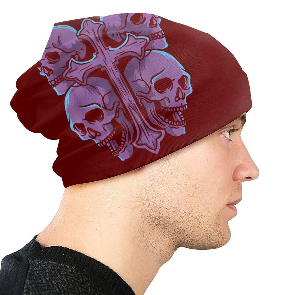 Teschi Hip Hop Croce Ferro Stile Tatuaggio Skullies Berretti Donna Unisex Inverno Caldo Berretto Beanie Lavorato a Maglia per Sci