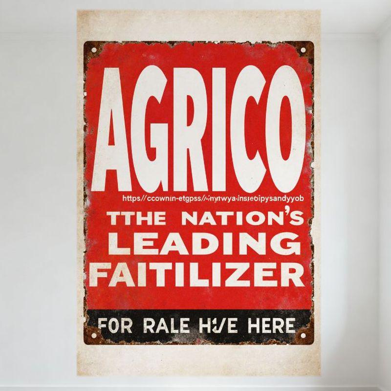 Vintage AGRICO Fertilizer Metal Sign Weathered Rusty Retro Metal Plaque for Home Garden Bar Pub Wall Decor, 12x18 Inch (Approx)