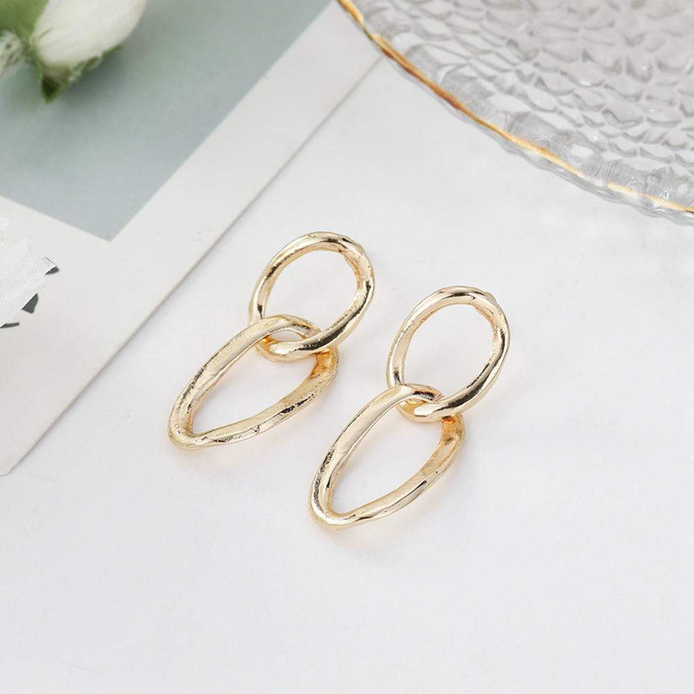 Creative Geometric Stud Earrings, Fashion Street Photography Exaggerated Oval Metal Stud Earrings, Wind Earrings
