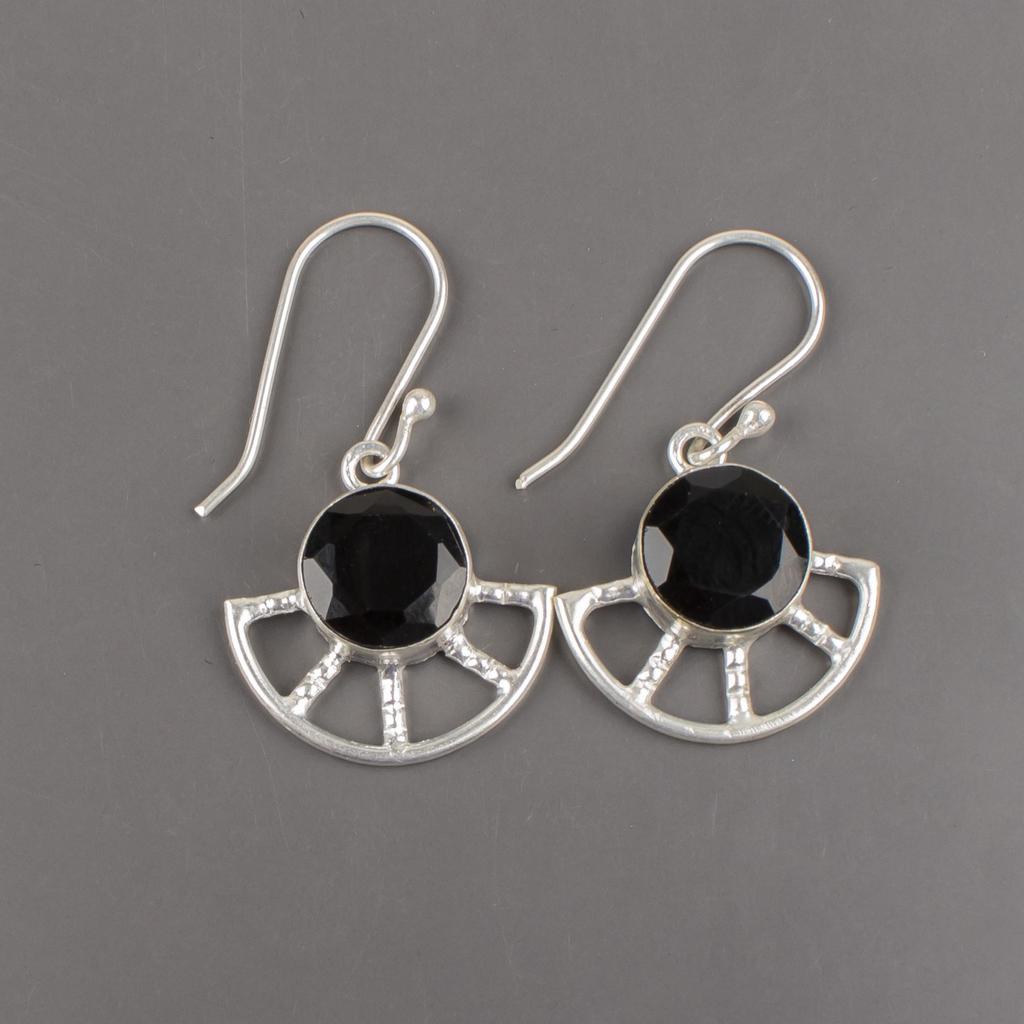 Black Onyx Cab 925 Solid Sterling Silver Earrings, Handmade Gemstone Earrings Jewelry, Gifts For Wife Brand New Earrings