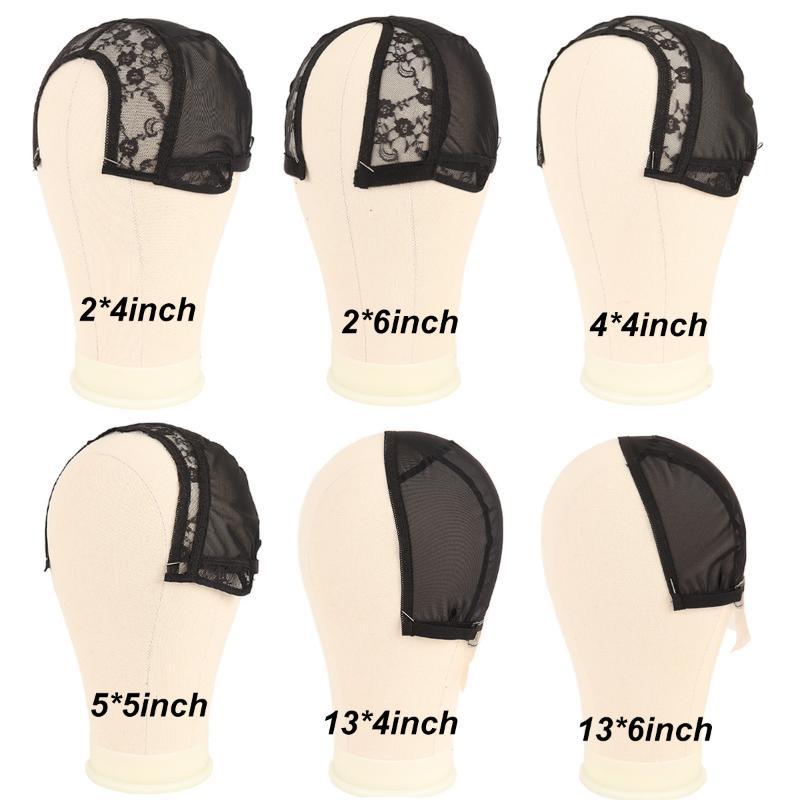 Black 2*4 2*6 4*4 5*5 13*4Inch Wig Making Cap Invisible Lace Edge Adjustable Lace Wig Cap With Drawstring With Silicone Wig Caps