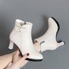 Autumn Women's Platform Shoes New Plus Velvet Stiletto Heel Heeled Ankle Boots Winter Keep Warm Bow Tie Short Boots