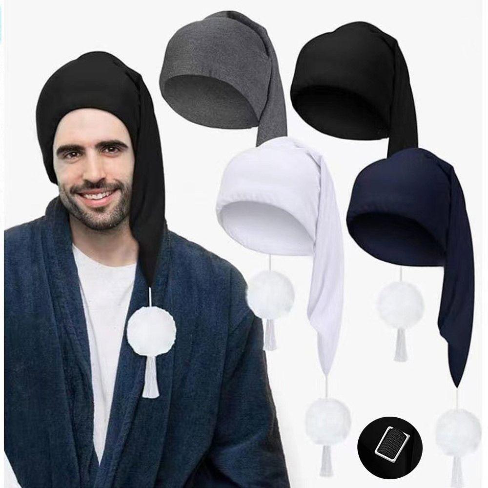 Elastic Sleepwear Hat with Pom Ball Stocking Santa Cap Night Sleeping Caps Women Men