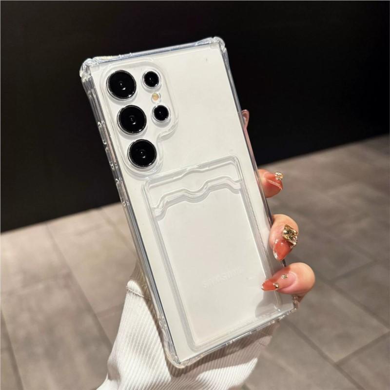 Luxusní pouzdro na karty Peněženka ity Průhledné pouzdro pro Samsung Galaxy S21 S22 S23 S24 Fe Plus S25 Ultra Silikonový nárazuvzdorný kryt