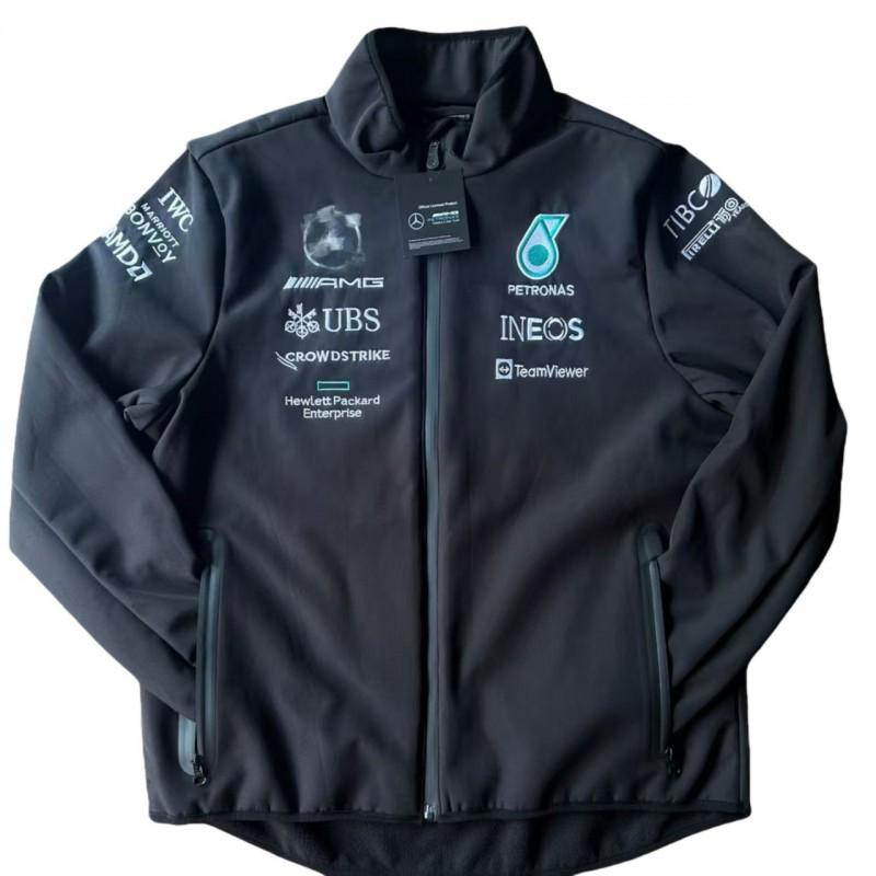 Mens Cycling Windproof Waterproof Softshell Jacket With Fleece Lining Embroidered Long Sleeve