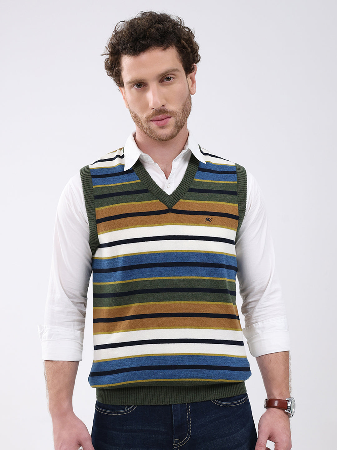 Monte Carlo Mens Regular Fit Striped Sweater L зелёный
