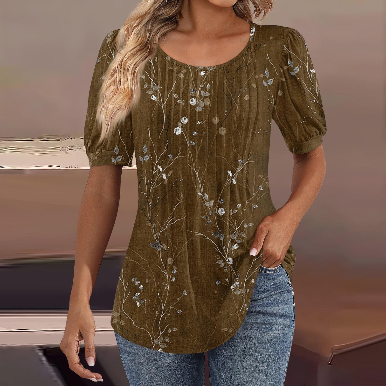 Женские пышные туники с короткими рукавами — фото 8