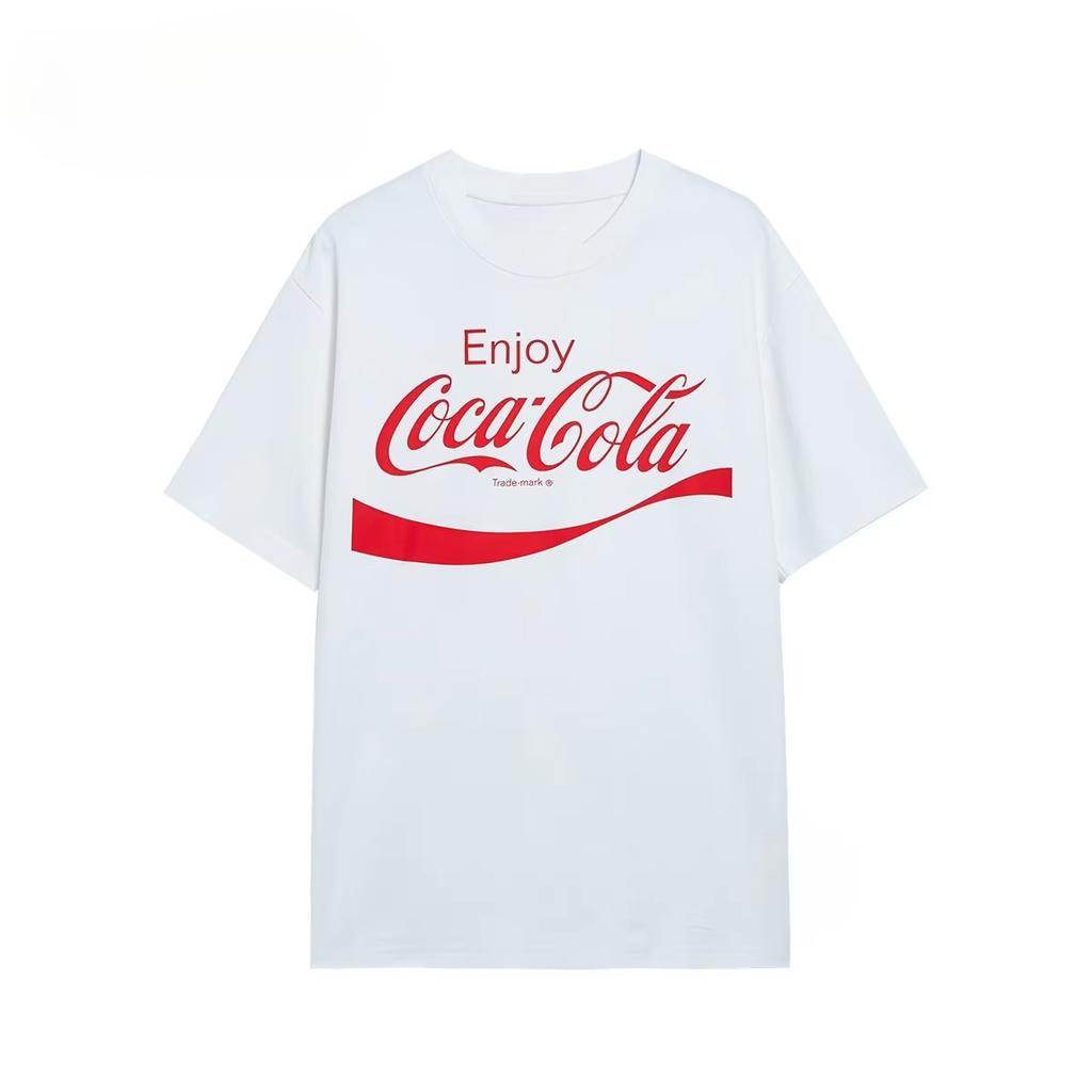 Trendy Fashion Coke Simple Letter Logo Red Luxury Casual TShirt Unisexs and Womens Luxury Top Fashion Casual Streetwear Top