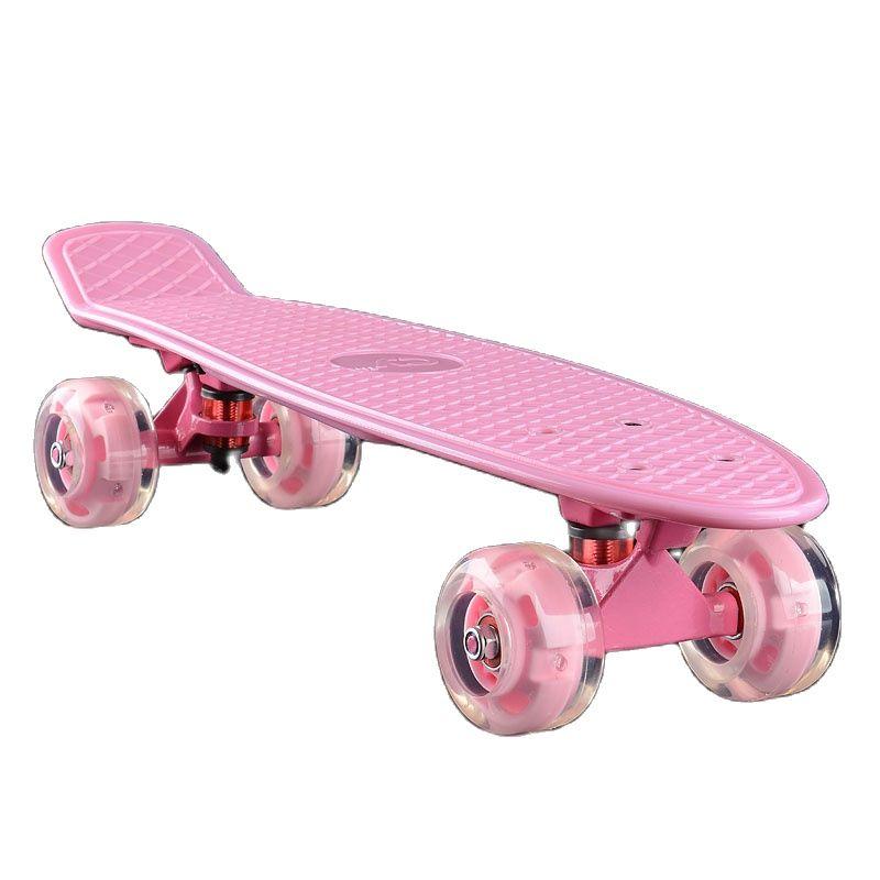 Penny Board Skateboard, Blinkande Hjul, Mini Fish Board, Stadscruiser, Retro Skate Scooter, Trendiga Kompletta Skateboards, 22"