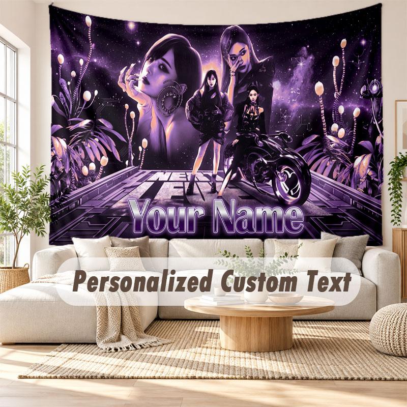 Custom Name Wall Hanging Tapestry,aespa Decorative Backdrop Tapestry For Dorm Home
