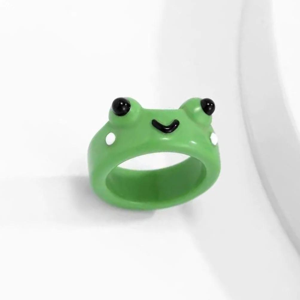 Cute Smile Frog Rings For Women Girls Funny Personality Wholesale Cartoon Animal Chicken Frog Ring Fashion Jewelry Gifts