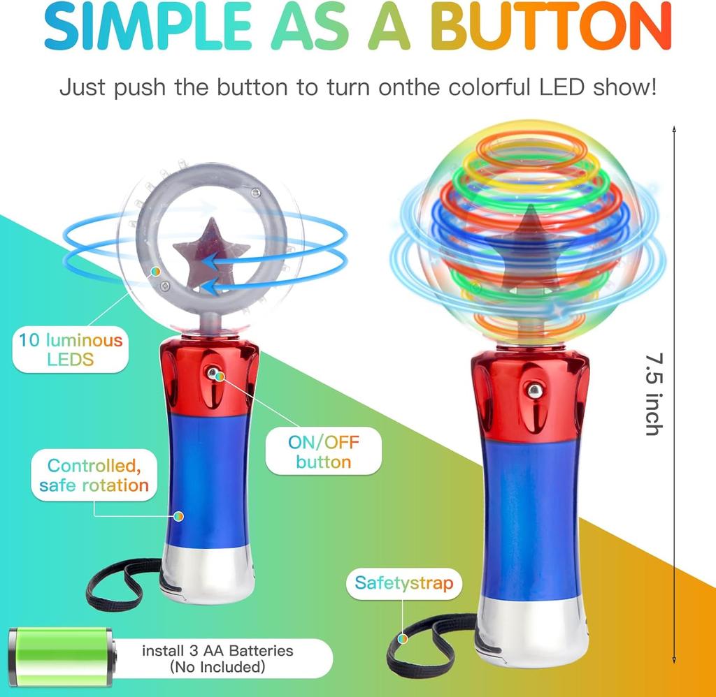 MUSUNFE Magic Ball LED Light Up Toy Wand Party Favours for 3-12 Years Old Children Boys & Girls, Glow in the Dark Birthday Gifts