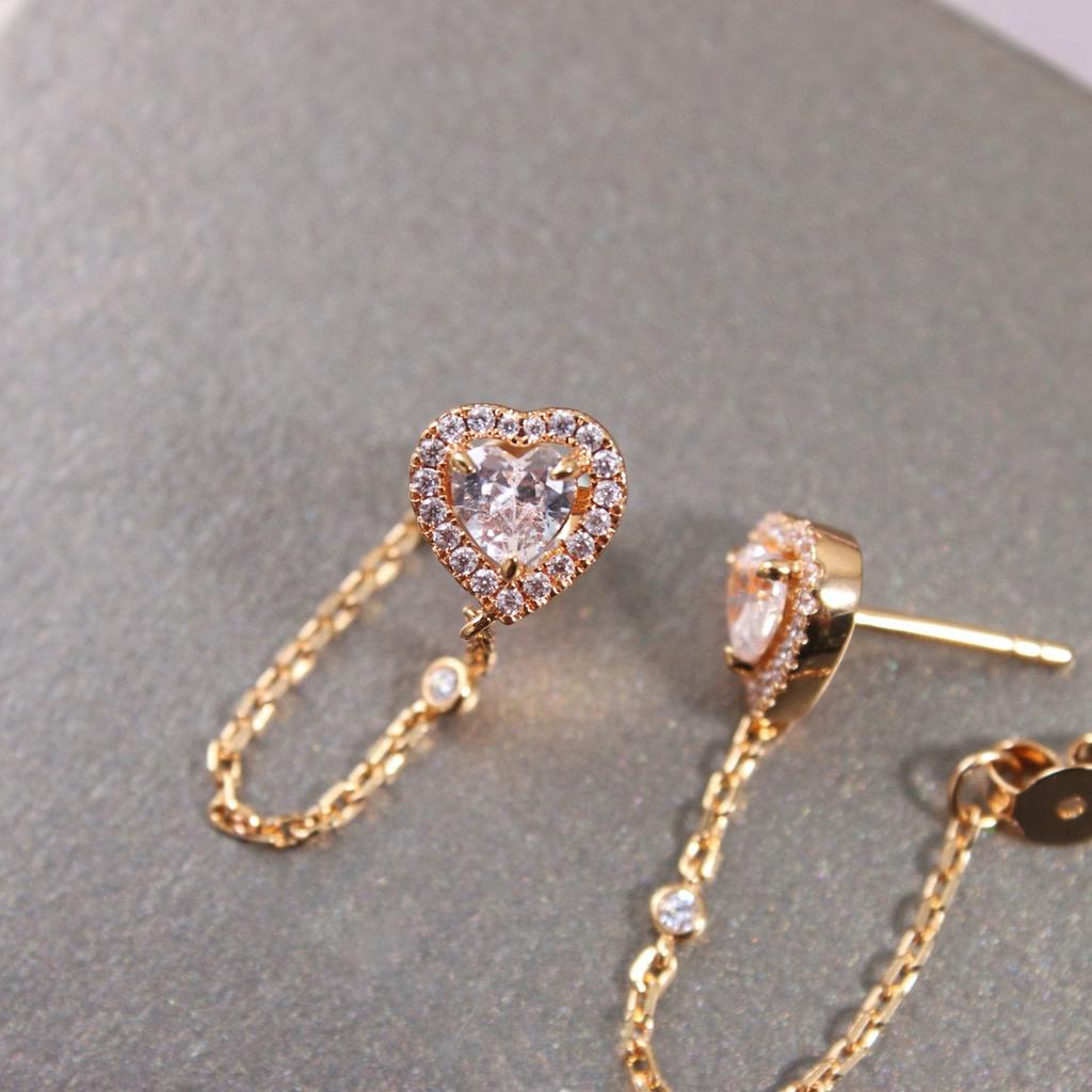 Hot Brand Vintage Earrings for Women Luxury Jewelry Fashion Heart Diamond Designer Eardrop Pure 925 Sliver Party Stud Earrings