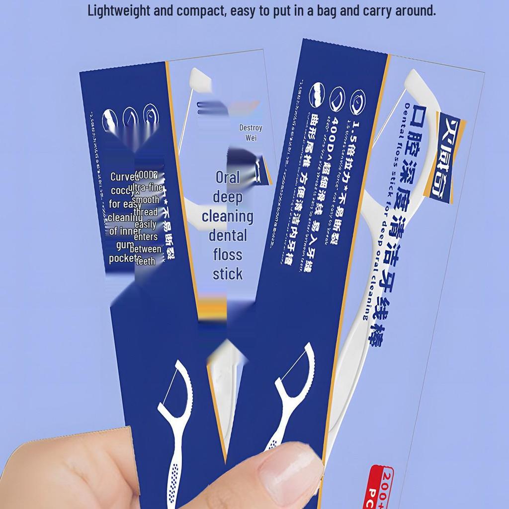 220 Floss Picks: Ultra-Fine Oral Care Picks with Flat String and Interdental Brush for Teeth Cleaning
