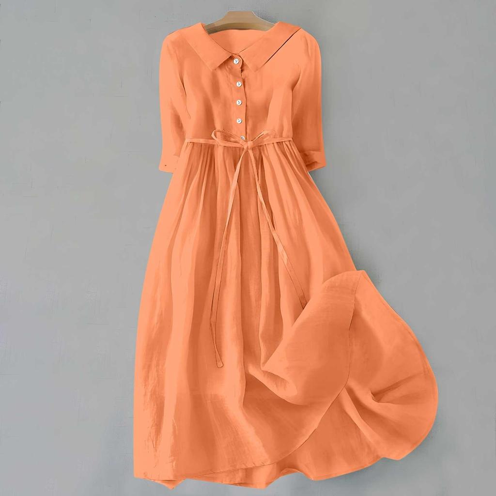 Spring Midi Dress Bohemian Floral Print Midi Dress with Lace-up Detail A-line Silhouette for Women Spring Fashion Statement