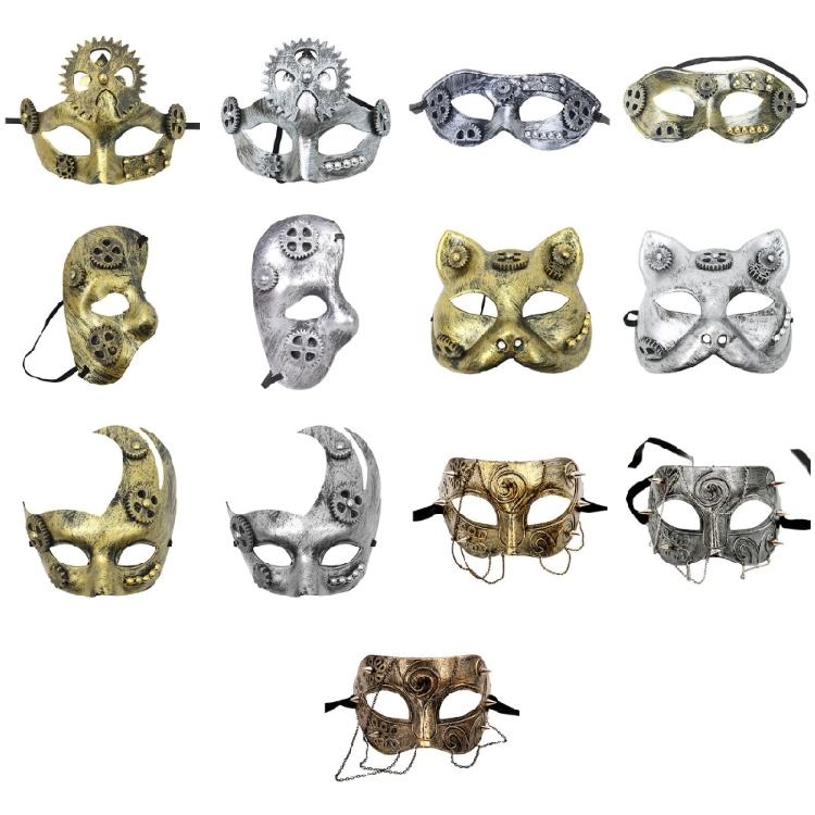 Masquerade Mask Mechanical Half Face Mask Party Mask Steampunk Mardi Gras Mask Halloween Dress Up Props for Adult Kids