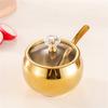 Practical Spices Jar Set with Serving Spoons Stainless Steel Spices Jar Set 3 Sections with Lid and Tray for Serving