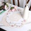 1 Pcs French Oval Lace Embroidered Coaster Bedroom Study Kitchen Cup Table Mat Food Fruit Plate Cover Cloth Christmas Decoration