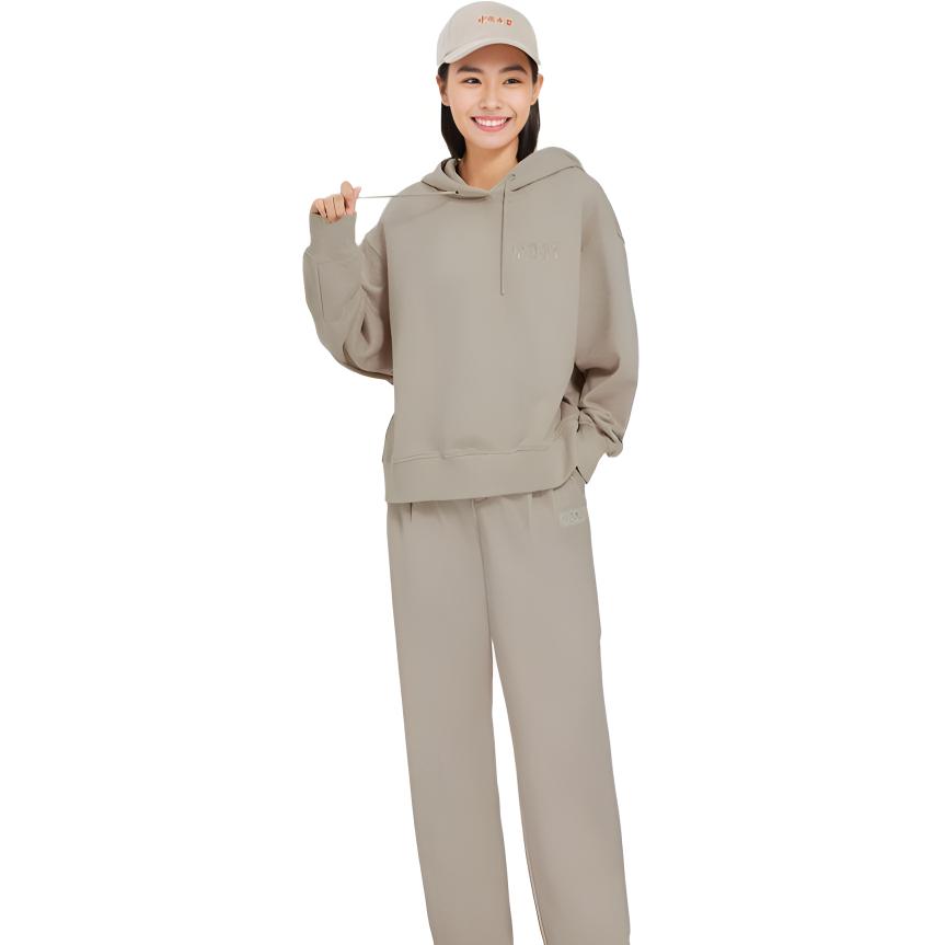 Li Ning Mid Waist Loose Sports Pants Women Pants Khaki AKXSB40-3