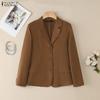 ZANZEA Womes Casual Lapel Autumn Long Sleeve Thin Cardigan Blazer