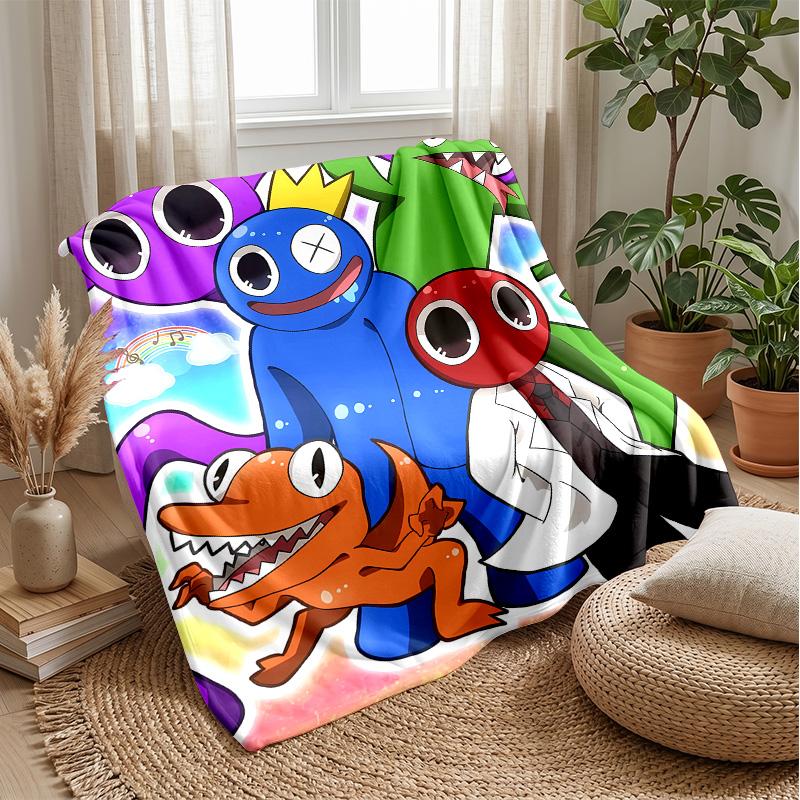 Rainbow friendsPrinted Flannel Blanket Cozy Skin-Friendly Warm Throw for Couch Bed Indoor Daily Use