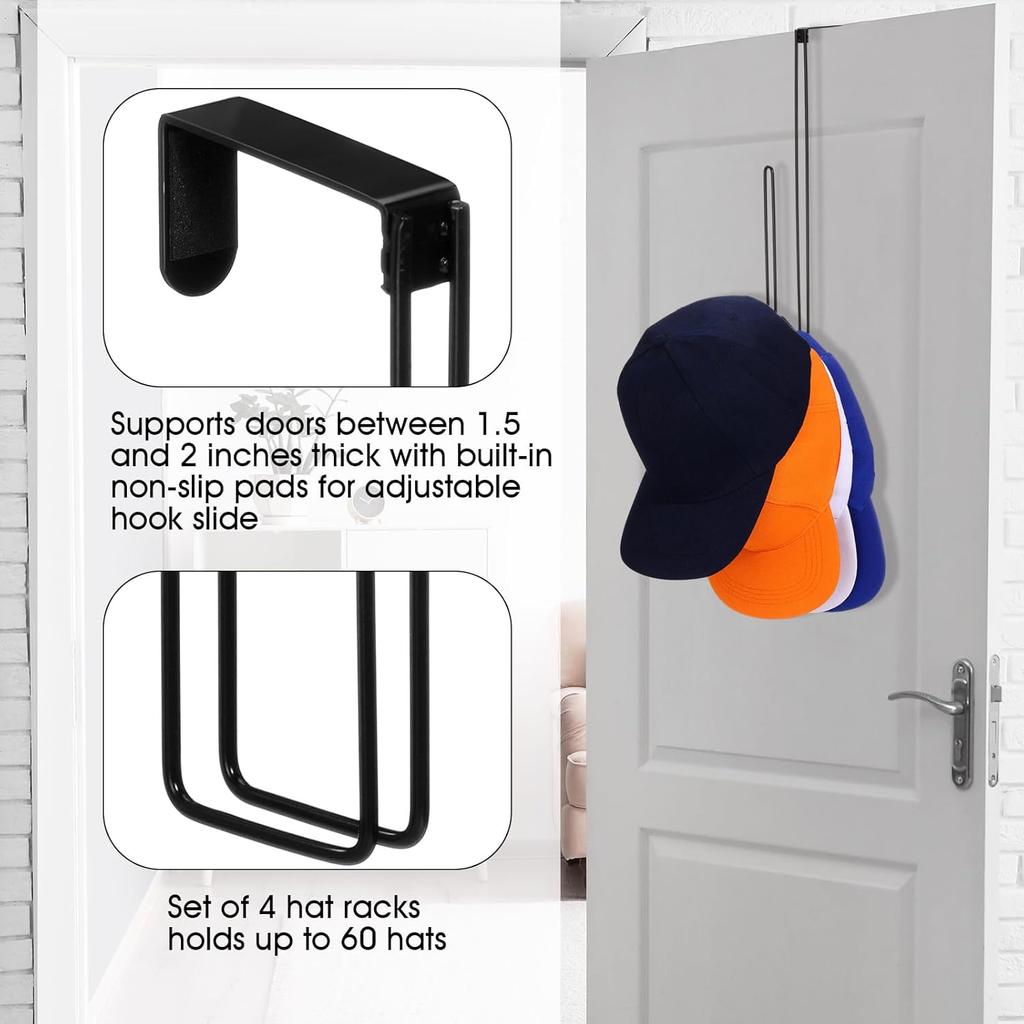 2 Pcs Over The Door Hat Rack 12 x 2 Inch Hat Organizer for Baseball Caps over Door Baseball Cap Organizer Hat Storage Space Saving Hat Rack Hat