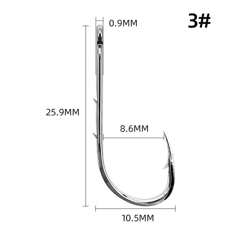Tide Hook Double Back Thorn Crooked Mouth Fish Hook Straight Handle Hook High Carbon Steel Hawkbill Hook Single Hook Fishing Gear