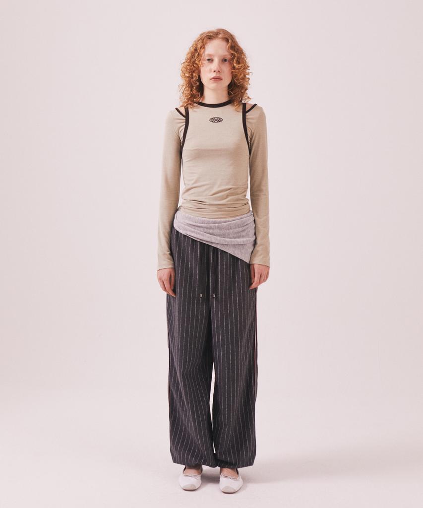 Minasu Stretch Layered T Shirt_Beige