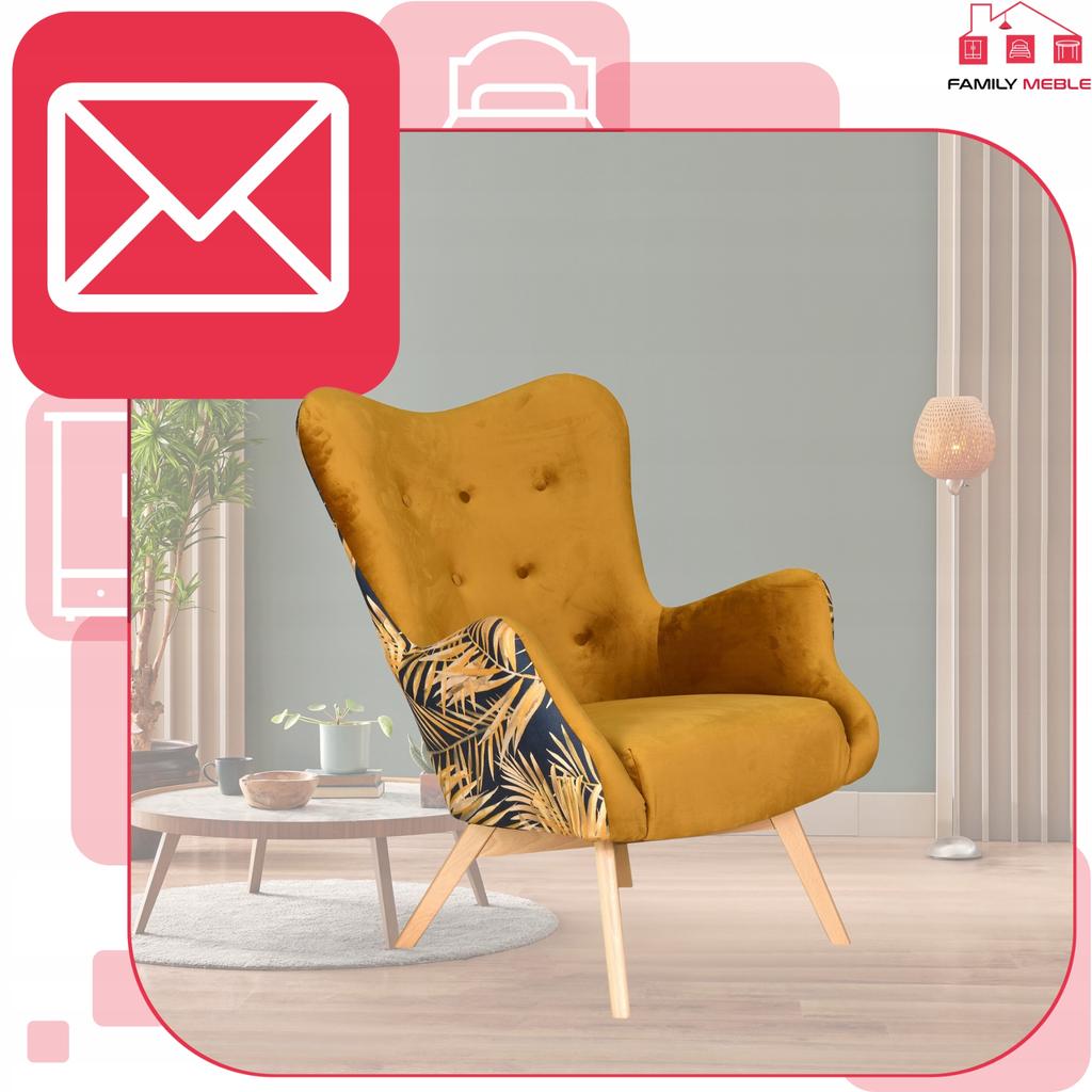 Scandinavian Wing Chair Luna Print Duo Family Furniture Gold Yellow Comfortable