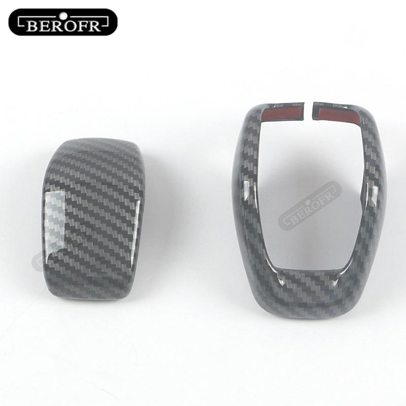2 PCS Styling ABS Gear Shifter Shift Lever Knob Stick Handball Head Cover For Toyota HARRIER Carbon fibre Peach wood grain